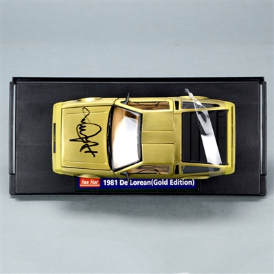Michael J. Fox Autographed Back to the Future 1:18 Scale Die-Cast Gold DeLorean