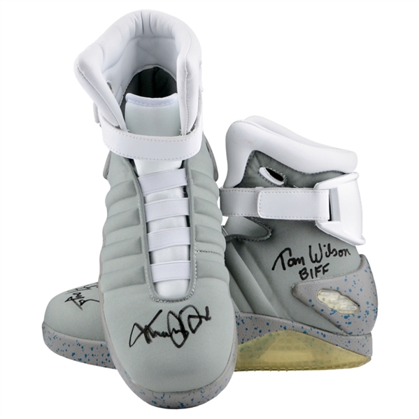 Michael J. Fox, Christopher Lloyd, Thomas Wilson, Bob Gale and Lea Thompson Back to the Future II Cast Autographed Back To The Future Marty McFly Shoes