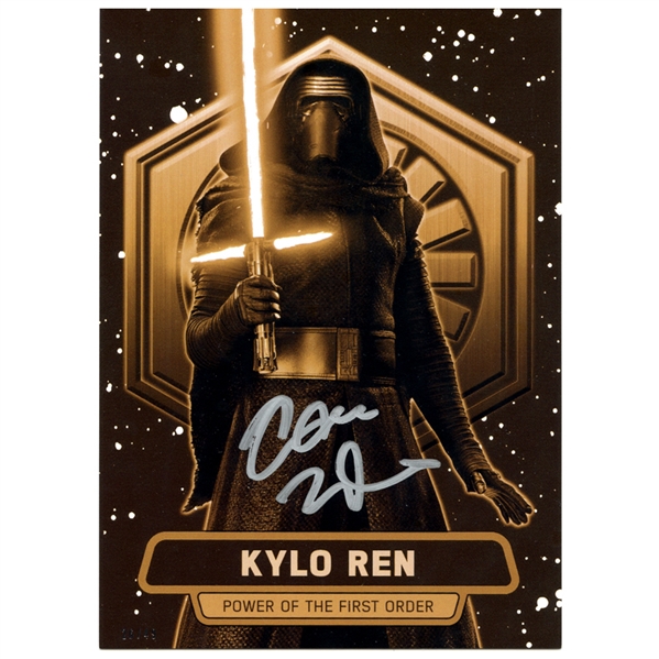 Adam Driver Autographed Topps Star Wars The Force Awakens Kylo Ren Power of the First Order 5x7 Card