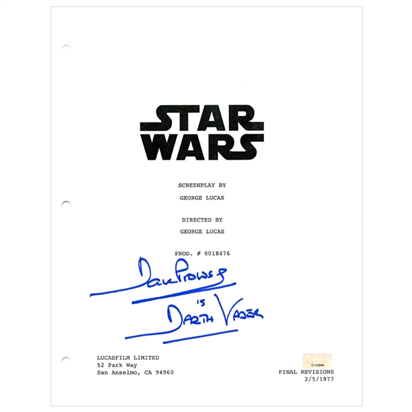  David Prowse Autographed Star Wars Script Cover