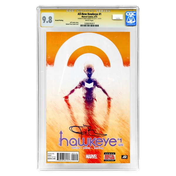 Jeremy Renner Autographed 2012 Marvel CGC Signature Series 9.8 All-New Hawkeye #1 2nd Printing (mint)