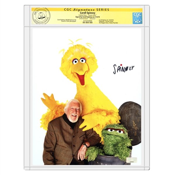 Carroll Spinney Autographed Sesame Street Big Bird, Oscar 8x10 Photo * CGC SS