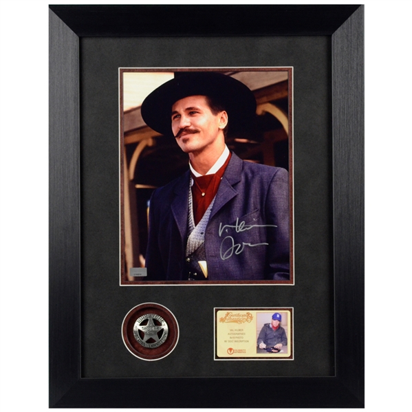 Val Kilmer Autographed Tombstone Doc Holliday 8x10 Photo with Deputy Sheriff Badge