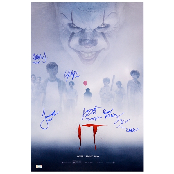 Finn Wolfhard, Jaeden Lieberher, Jack Dylan Grazer, Jackson Robert Scott 2017 IT Cast Autographed 16x24 Poster with Character Names