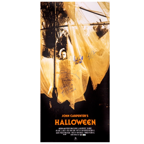 Jamie Lee Curtis, John Carpenter, Nick Castle, P.J. Soles Autographed Halloween 18x36 Art Print