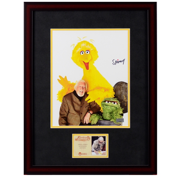 Carroll Spinney Autographed Sesame Street Big Bird and Oscar the Grouch 8x10 Framed Photo
