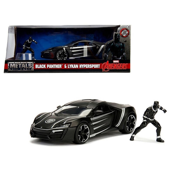 Hollywood Rides Marvel Avengers Black Panther Lykan Hypersport 1:24 Scale with Figure