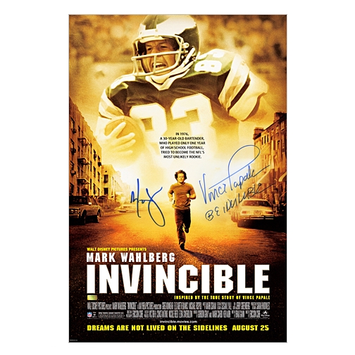 Mark Wahlberg and Vince Papale Autographed 2006 Invincible 16x24 Movie Poster