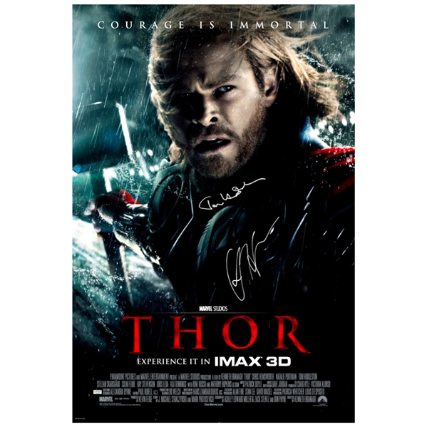 Chris Hemsworth and Tom Hiddleston Autographed 2013 Thor: The Dark World 27x40 Original Poster