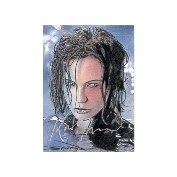 Kate Beckinsale Autographed Original Hand-Painted Trading Card by Randy Siplon