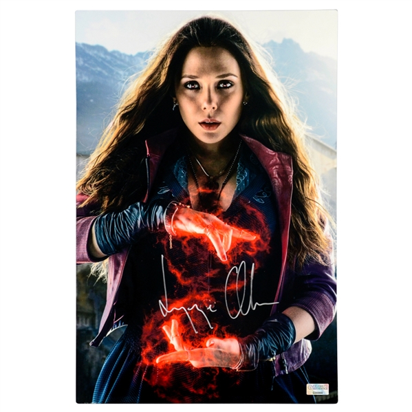 Elizabeth Olsen Autographed Avengers Age of Ultron Scarlet Witch 12x18 CinaPanel