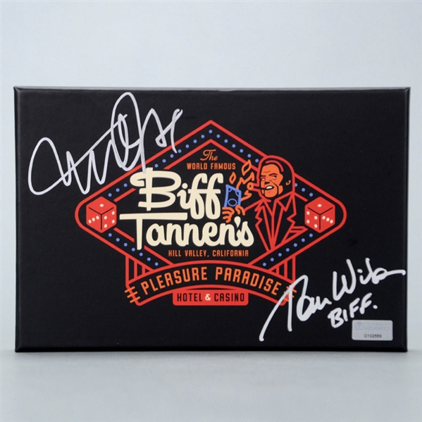 Michael J Fox, Tom Wilson Autographed Back to the Future Biff Tannen’s Pleasure Paradise Hotel & Casino Game Set