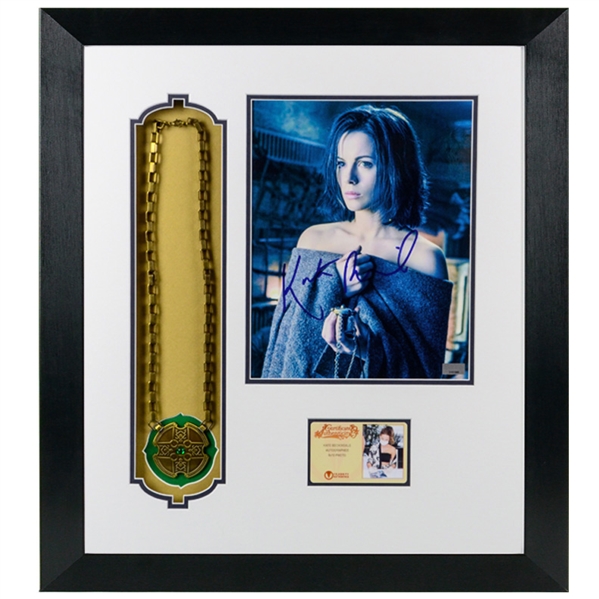 Kate Beckinsale Autographed Underworld Selene 8x10 Photo with Lucian’s Pendant Framed Display