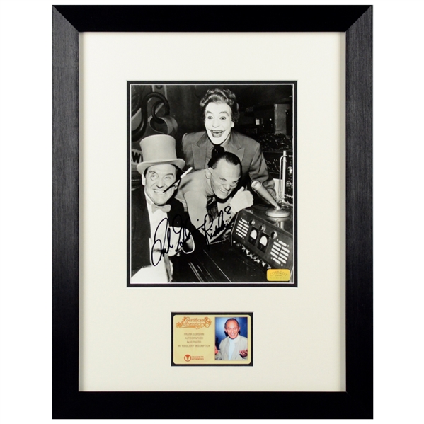 Frank Gorshin Autographed Batman Riddler, Joker and Penguin 8x10 Framed Photo
