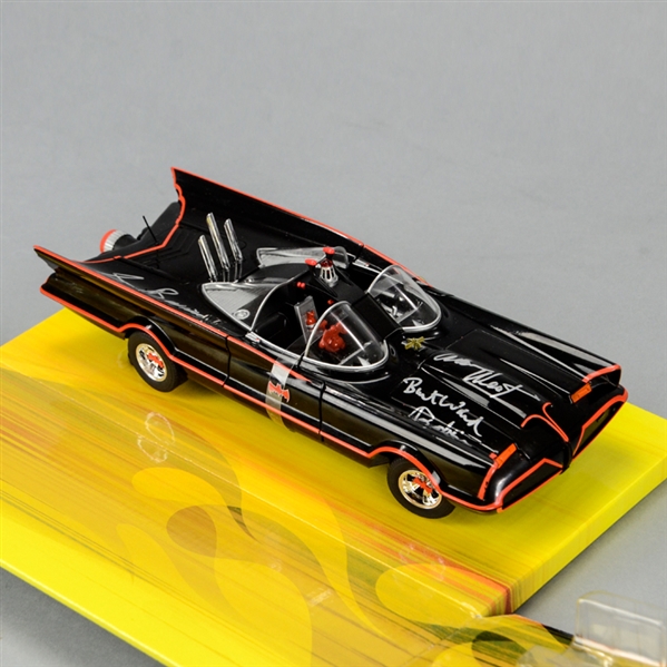 Adam West, Burt Ward, George Barris Autographed 1966 Batman 1:18 Scale Die-Cast Batmobile