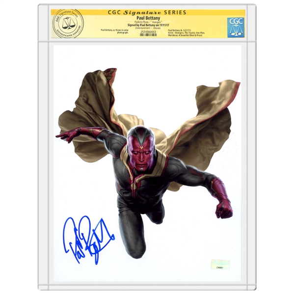 Paul Bettany Autographed Avengers: Age of Ultron Vision 8x10 Photo * CGC SS