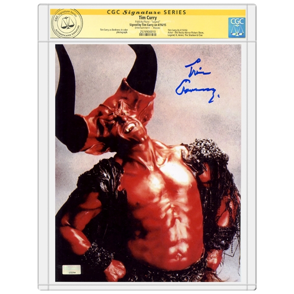 Tim Curry Autographed Legend Darkness 8×10 Photo * CGC SS