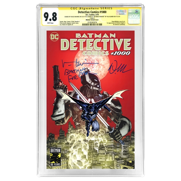 Val Kilmer, Doug Mahnke Autographed 2019 Detective Comics #1000 CGC SS 9.8 with Batman Forever Inscription