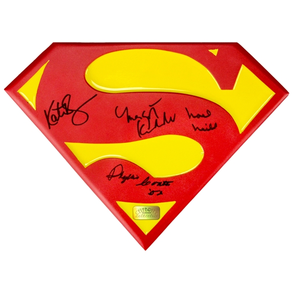 Kate Bosworth, Margot Kidder, Noel Neill and Phyllis Coates Autographed Lois Lane Superman Emblem