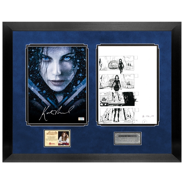 Kate Beckinsale Autographed 2006 Underworld Evolution 8.5x11 Metallic Photo and Production Used Storyboard Framed Set with Kate Beckinsale Signed Letter of Authenticity