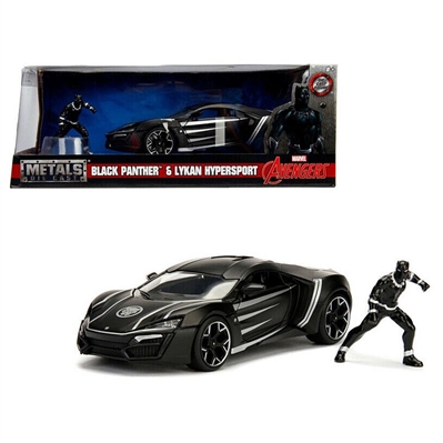 Hollywood Rides Marvel Avengers Black Panther Lykan Hypersport 1:24 Scale with Figure