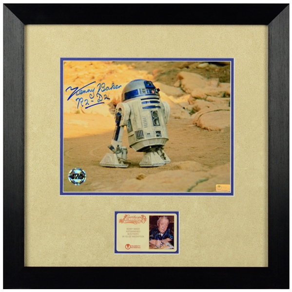 Kenny Baker Autographed Star Wars R2-D2 Scene 8x10 Framed Photo