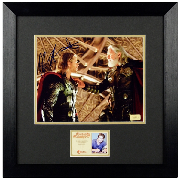 Chris Hemsworth Autographed Thor & Odin 8x10 Framed Photo with Anthony Hopkins