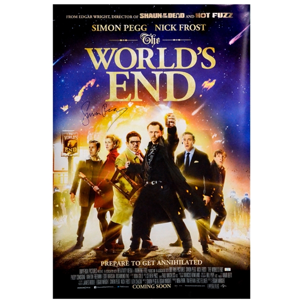 Simon Pegg Autographed The Worlds End Original 27x40 Double-Sided Movie Poster