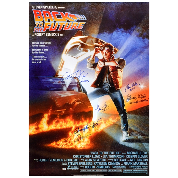 Michael J. Fox, Christopher Lloyd, Thomas Wilson, Lea Thompson, Claudia Wells Autographed Back to the Future 27x39 Poster