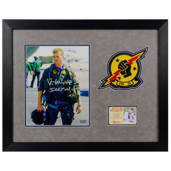 Val Kilmer Autographed Top Gun Iceman 8x10 Photo Framed with Jumpsuit Patch