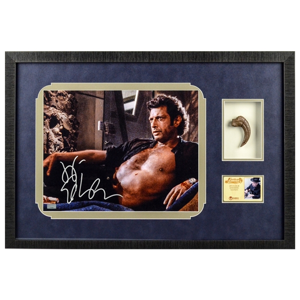 Jeff Goldblum Autographed Jurssic Park 11x14 Framed Photo with Special Edition Velociraptor Claw