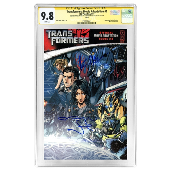 Megan Fox, Peter Cullen Autographed 2007 Transformers: Movie Adaptation #3 CGC SS 9.8 (mint)