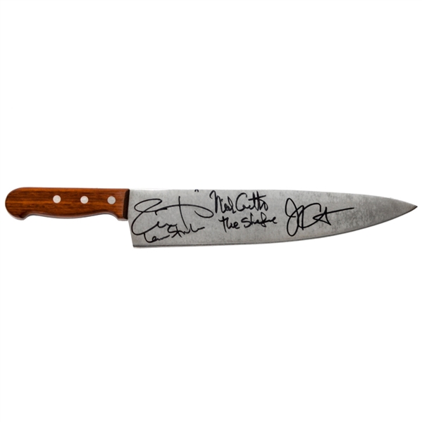 Jamie Lee Curtis, Nick Castle, John Carpenter Autographed Halloween Knife