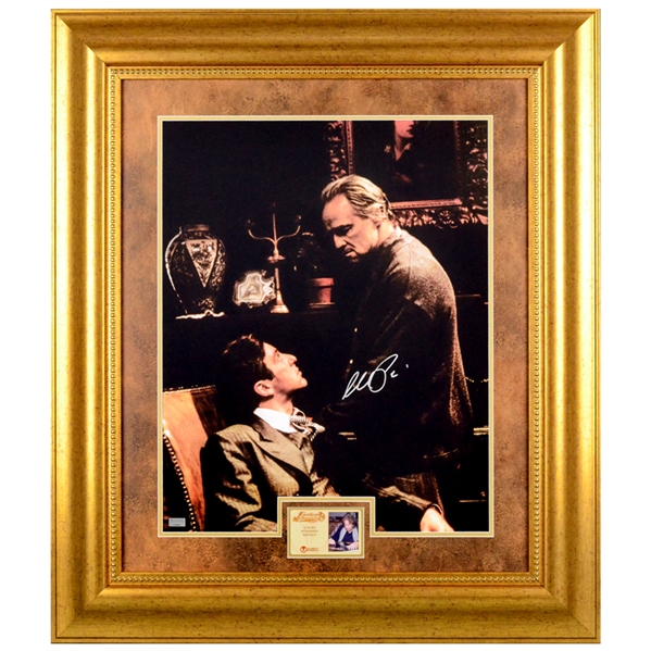 Al Pacino Autographed The Godfather Michael Corleone 16x20 Framed Photo with Marlon Brando
