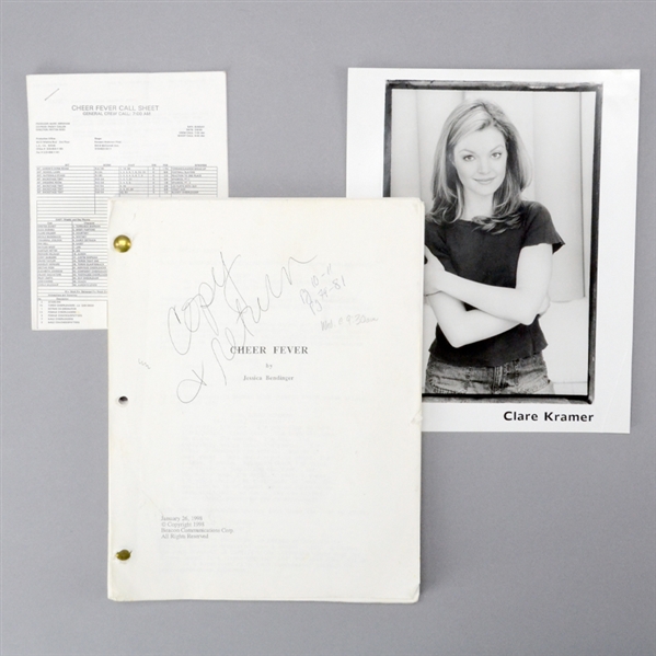Clare Kramer Production Used Cheer Fever (Bring It On) Script, Call Sheet, Original Headshot