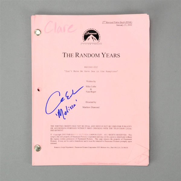 Clare Kramer Autographed 2002 The Random Years Season 1, Episode #2 Dont Make Me Have Sex in the Hamptons Production Used Script
