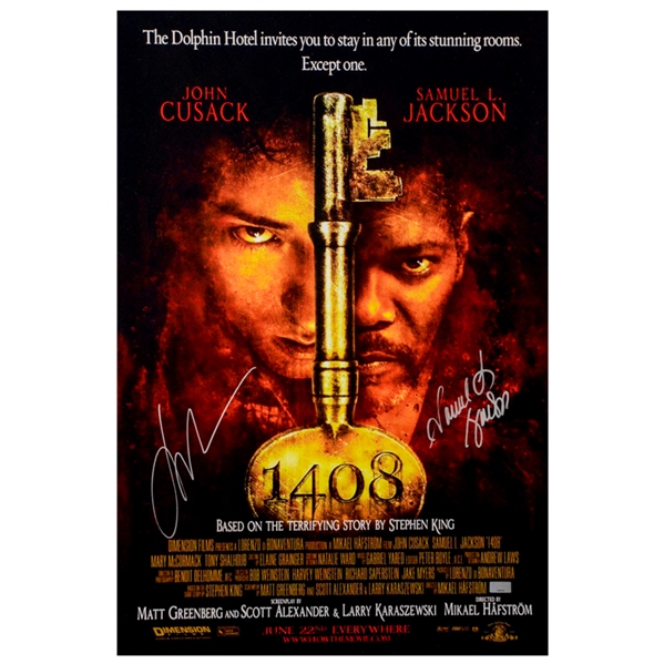 Samuel L. Jackson and John Cusack Autographed 2007 1408 16x24 Movie Poster