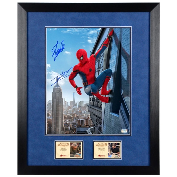 Stan Lee, Tom Holland Autographed Spider-Man: Homecoming 11x14 Framed Photo