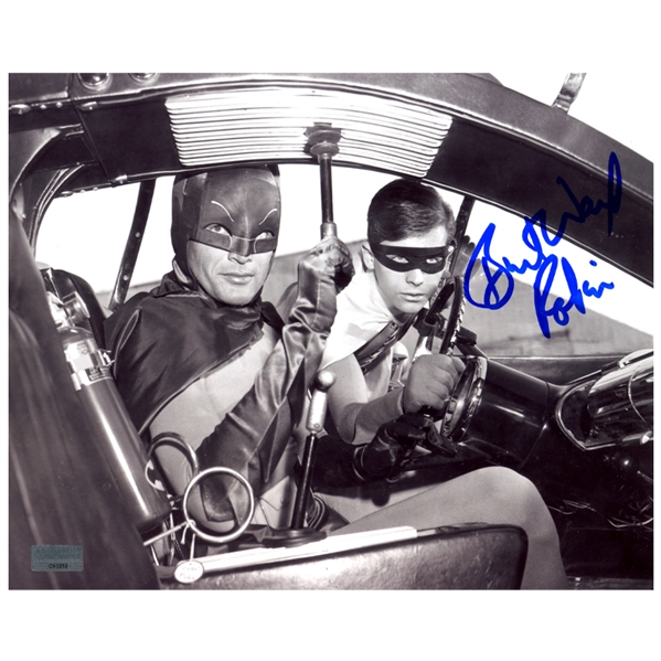 Burt Ward Autographed Batman and Robin Black & White 8x10 Photo with Robin Inscription