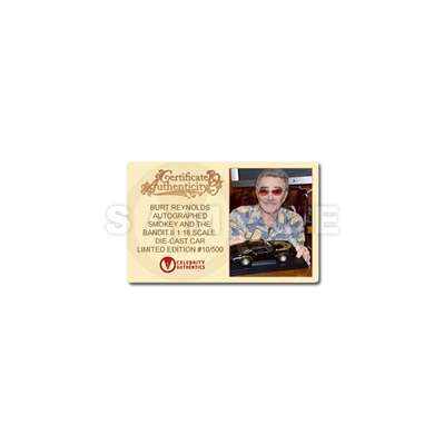 Burt Reynolds Autographed Exclusive Smokey and the Bandit II 1:18 Scale Die-Cast Pontiac Trans Am