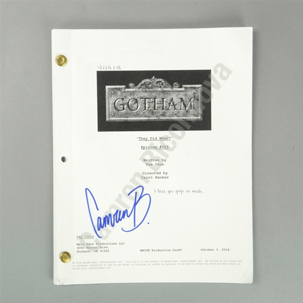 Camren Bicondova Autographed Gotham They Did What? Episode #509 Script