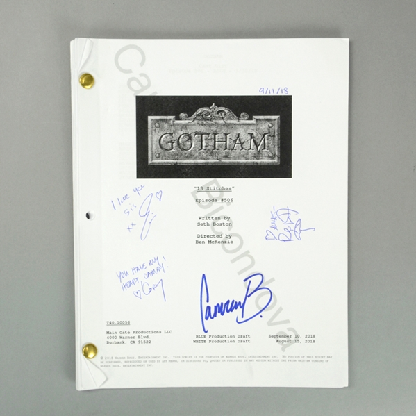 Camren Bicondova Autographed Gotham 13 Stitches Episode #506 Script