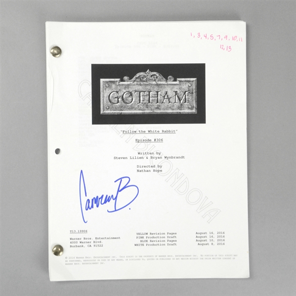 Camren Bicondova Autographed Gotham Follow the White Rabbit Episode #306 Script
