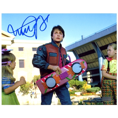 Michael J. Fox Autographed Back to the Future Part II Marty McFly Hoverboard 8x10 Photo