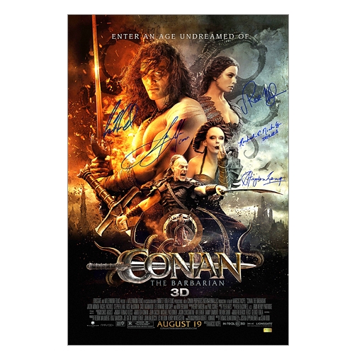 Jason Momoa, Rose McGowan, Rachel Nichols, Stephen Lang, and Leo Howard Signed Conan the Barbarian 16×24 Poster