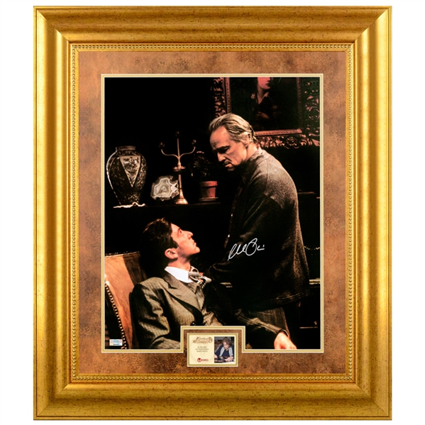 Al Pacino Autographed The Godfather Don Vito & Michael Corleone 16x20 Framed Scene Photo