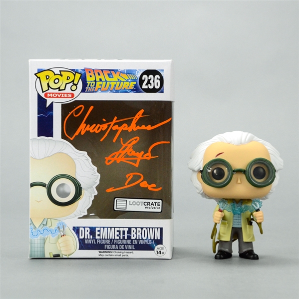 Christopher Lloyd Autographed Back to the Future Dr. Emmett Brown #236 POP! Vinyl Figure * Rare, LootCrate Exclusive