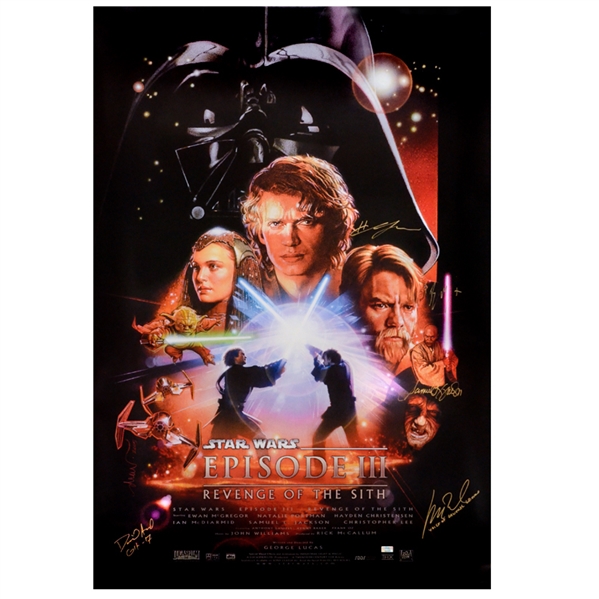 Ewan McGregor, Samuel L. Jackson, Hayden Christensen & Cast Star Wars Episode III Revenge of the Sith Autographed Original 27x40 Double-Sided Movie Poster