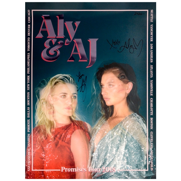Aly and AJ Michalka Autographed 2018 Promises Tour 18x24 Poster with Signed Letter of Authenticity