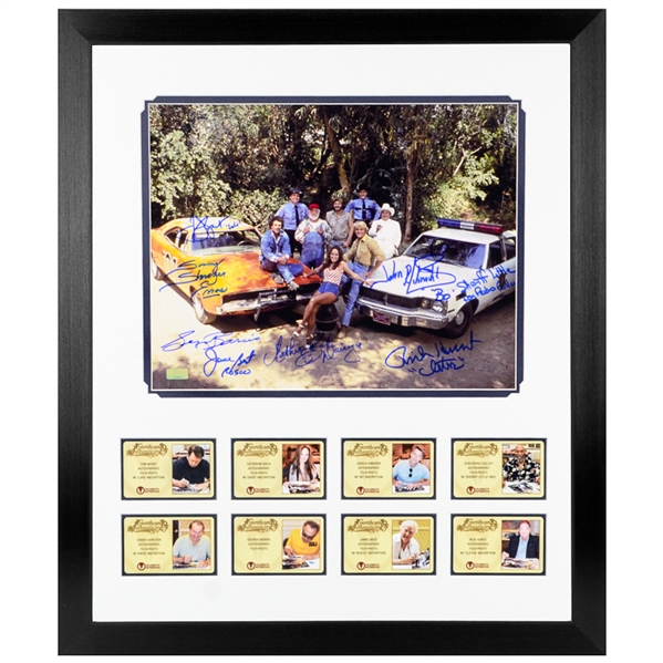 John Schneider, Tom Wopat, Catherine Bach, Barris and Dukes of Hazzard Cast Autographed Dukes of Hazzard Cast 11x14 Framed Photo * Signed by 8!